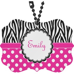 Zebra Print & Polka Dots Rear View Mirror Decor (Personalized)