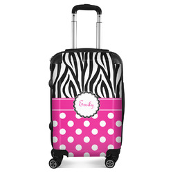 Zebra Print & Polka Dots Suitcase - 20" Carry On (Personalized)