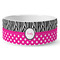 Zebra Print & Polka Dots Ceramic Dog Bowl - Medium - Front