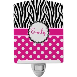 Zebra Print & Polka Dots Ceramic Night Light (Personalized)