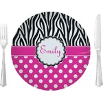 Zebra Print & Polka Dots 10" Glass Lunch / Dinner Plates - Single or Set (Personalized)