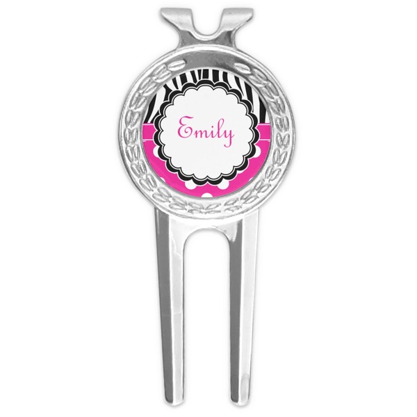 Custom Zebra Print & Polka Dots Golf Divot Tool & Ball Marker (Personalized)