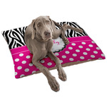 Zebra Print & Polka Dots Dog Bed - Large w/ Name or Text