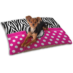 Zebra Print & Polka Dots Dog Bed - Small w/ Name or Text