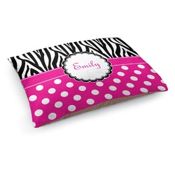 Zebra Print & Polka Dots Dog Bed - Medium w/ Name or Text