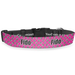 Zebra Print & Polka Dots Deluxe Dog Collar - Double Extra Large (20.5" to 35") (Personalized)