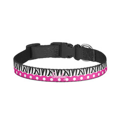 Zebra Print & Polka Dots Dog Collar - Small (Personalized)