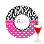 Zebra Print & Polka Dots Printed Drink Topper -  2.5" (Personalized)