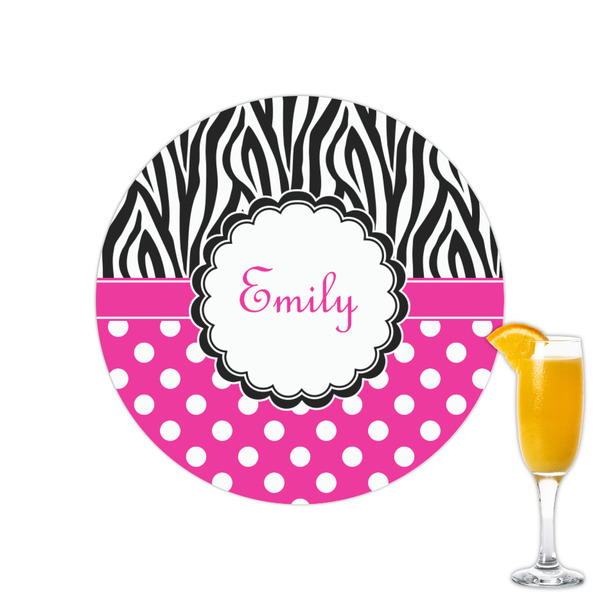 Custom Zebra Print & Polka Dots Printed Drink Topper - 2.15" (Personalized)