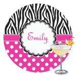 Zebra Print & Polka Dots Printed Drink Topper - 3.5" (Personalized)