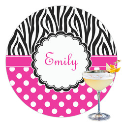 Zebra Print & Polka Dots Printed Drink Topper - 3.5" (Personalized)