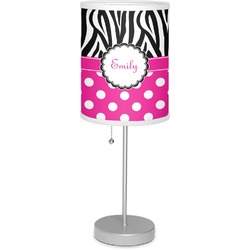 Zebra Print & Polka Dots 7" Drum Lamp with Shade Linen (Personalized)