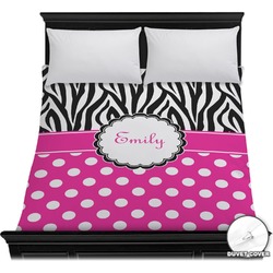 Zebra Print & Polka Dots Duvet Cover - Full / Queen (Personalized)