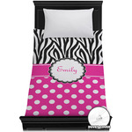 Zebra Print & Polka Dots Duvet Cover - Twin XL (Personalized)