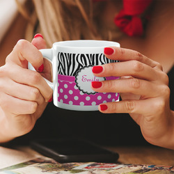 Zebra Print & Polka Dots Double Shot Espresso Cup - Single (Personalized)