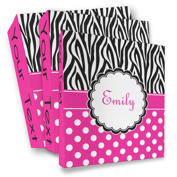 Custom Zebra Print & Polka Dots 3 Ring Binder - Full Wrap (Personalized)