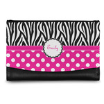 Zebra Print & Polka Dots Genuine Leather Women's Wallet - Small (Personalized)