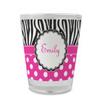 Zebra Print & Polka Dots Glass Shot Glass - 1.5 oz - Single (Personalized)