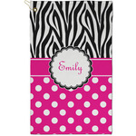 Zebra Print & Polka Dots Golf Towel - Poly-Cotton Blend - Small w/ Name or Text