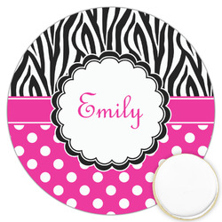 Zebra Print & Polka Dots Printed Cookie Topper - 3.25" (Personalized)