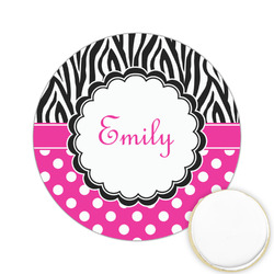 Zebra Print & Polka Dots Printed Cookie Topper - 2.15" (Personalized)