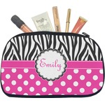 Zebra Print & Polka Dots Makeup / Cosmetic Bag - Medium (Personalized)