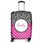 Zebra Print & Polka Dots Suitcase - 24" Medium - Checked (Personalized)