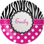 Zebra Print & Polka Dots Melamine Salad Plate - 8" (Personalized)