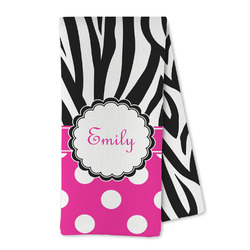 Zebra Print & Polka Dots Kitchen Towel - Microfiber (Personalized)