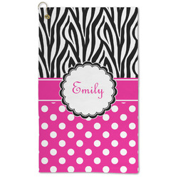 Zebra Print & Polka Dots Microfiber Golf Towel (Personalized)