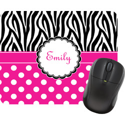 Zebra Print & Polka Dots Rectangular Mouse Pad (Personalized)