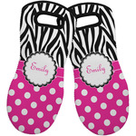 Zebra Print & Polka Dots Neoprene Oven Mitts - Set of 2 w/ Name or Text