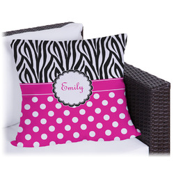 Zebra Print & Polka Dots Outdoor Pillow - 16" (Personalized)