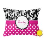 Zebra Print & Polka Dots Outdoor Throw Pillow (Rectangular) (Personalized)