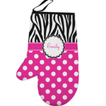 Zebra Print & Polka Dots Left Oven Mitt (Personalized)