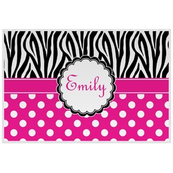 Zebra Print & Polka Dots Laminated Placemat w/ Name or Text