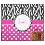 Zebra Print & Polka Dots Outdoor Picnic Blanket (Personalized)