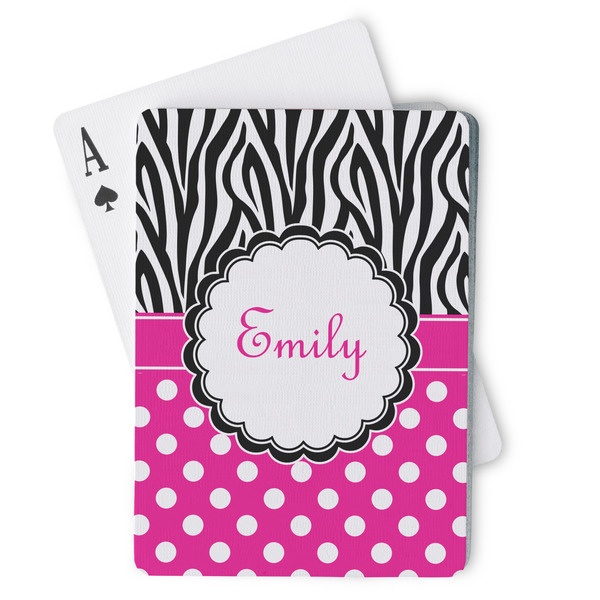 Custom Zebra Print & Polka Dots Playing Cards (Personalized)