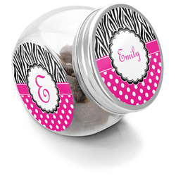 Zebra Print & Polka Dots Puppy Treat Jar (Personalized)