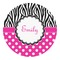 Zebra Print & Polka Dots Round Decal - XLarge (Personalized)