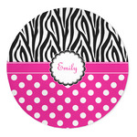 Zebra Print & Polka Dots 5' Round Indoor Area Rug (Personalized)