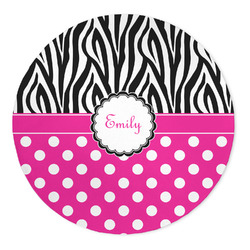 Zebra Print & Polka Dots 5' Round Indoor Area Rug (Personalized)