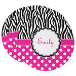 Zebra Print & Polka Dots Round Paper Coasters w/ Name or Text