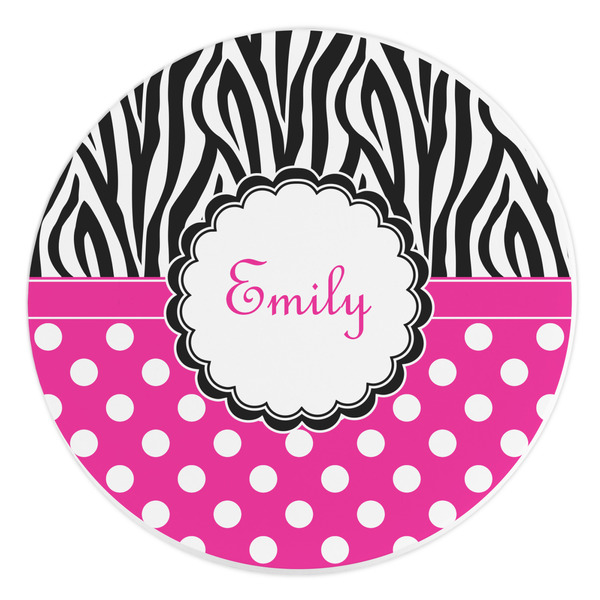 Custom Zebra Print & Polka Dots Round Stone Trivet (Personalized)