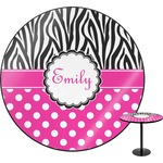 Zebra Print & Polka Dots Round Table - 30" (Personalized)