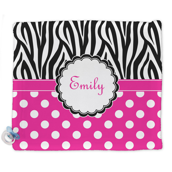 Custom Zebra Print & Polka Dots Security Blanket - Single Sided (Personalized)