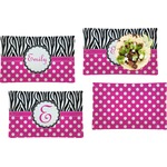 Zebra Print & Polka Dots Set of 4 Glass Rectangular Lunch / Dinner Plate (Personalized)