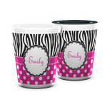 Zebra Print & Polka Dots Ceramic Shot Glass - 1.5 oz (Personalized)