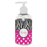 Zebra Print & Polka Dots Plastic Soap / Lotion Dispenser (8 oz - Small - White) (Personalized)