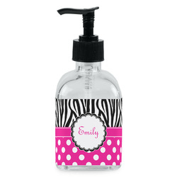 Zebra Print & Polka Dots Glass Soap & Lotion Bottle - Single Bottle (Personalized)
